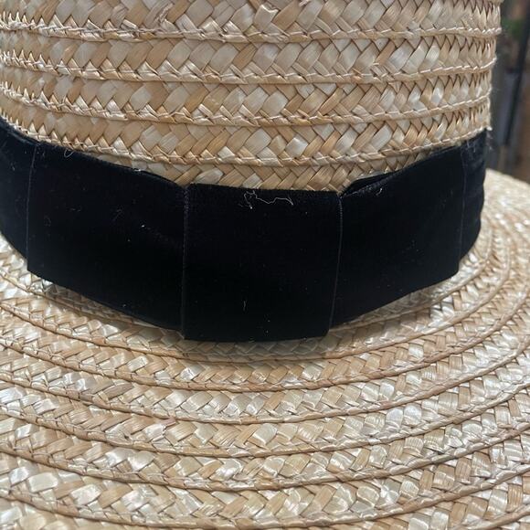 Lack of Color Black Velvet Band Natural Straw Sun Hat New - Picture 4 of 10